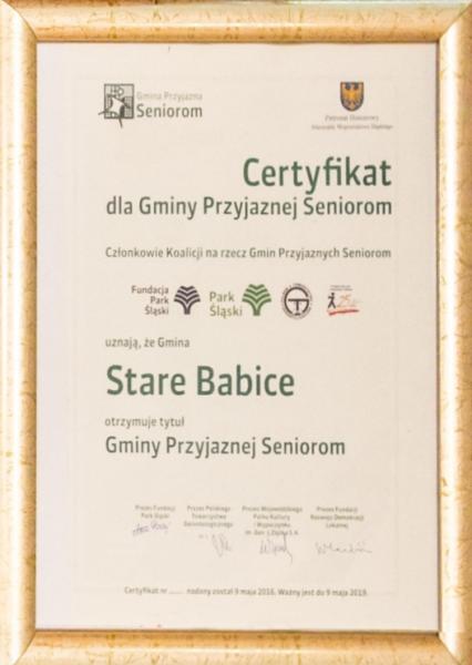 Certyfikat Gmina Przyjazna Seniorom